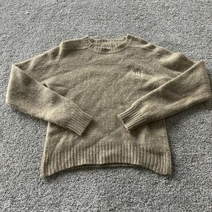 Vintage Gimbels Sweater Mens Large Brown Wool Tight Knit Crewneck Pullover Logo
